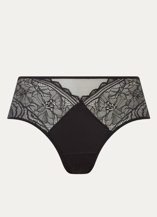 Chantelle Floral Touch shorty met kant - voorkant zwart