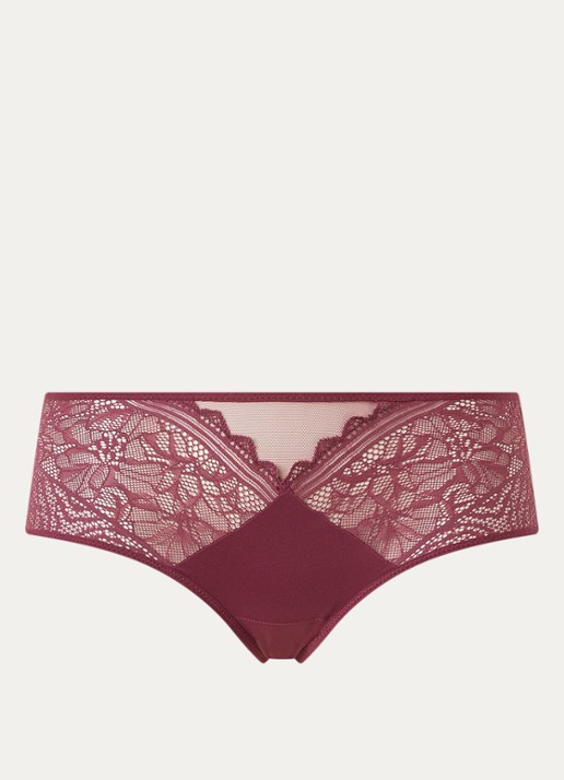 Chantelle Floral Touch shorty met kant - voorkant 3 bordeauxrood