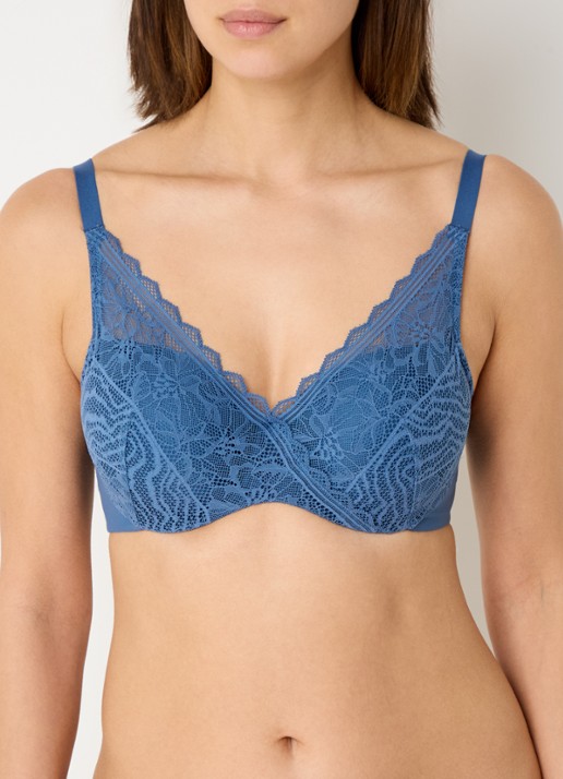 Chantelle Floral Touch voorgevormde bh met overlay van kant - detail indigo