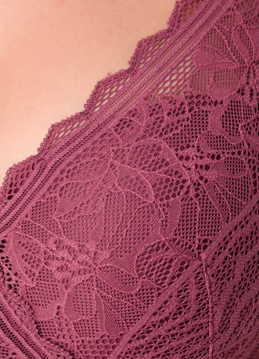 Chantelle Floral Touch voorgevormde bh met overlay van kant - detail 2 bordeauxrood