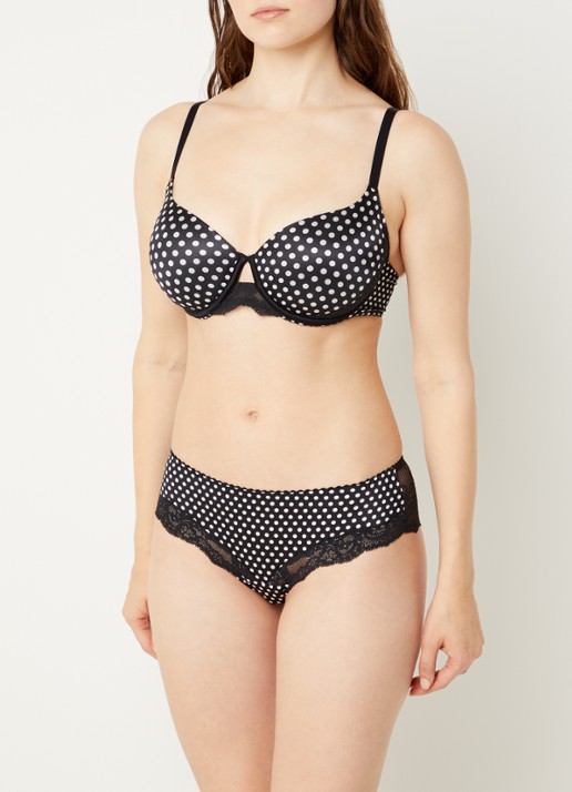 Chantelle Gloss shorty met stippenprint en kant