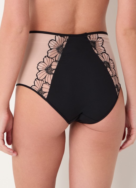 Chantelle High waist slip van mesh met bloemborduring - achterkant 3 creme