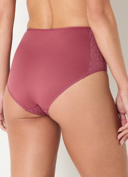 Chantelle High waisted slip met kant - achterkant bordeauxrood