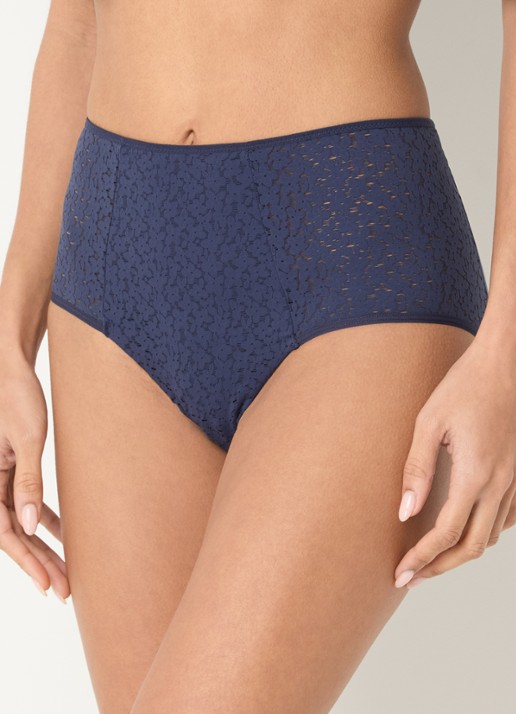 Chantelle High waisted slip met kant - detail donkerblauw