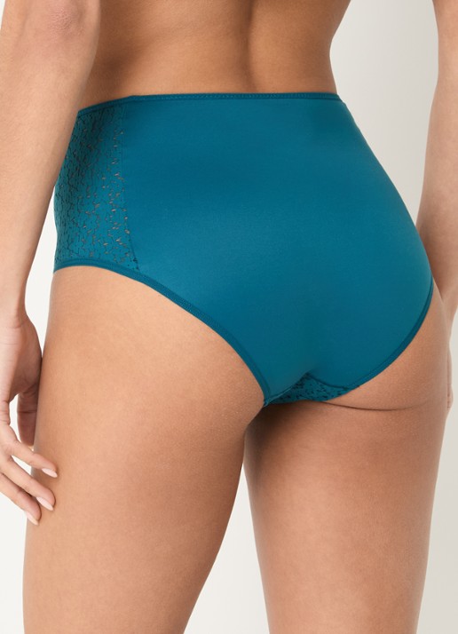 Chantelle High waisted slip met kant - achterkant 4 petrolgroen