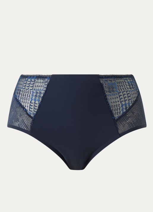 Chantelle Intrigue high waisted hipster met borduring - voorkant 3 donkerblauw