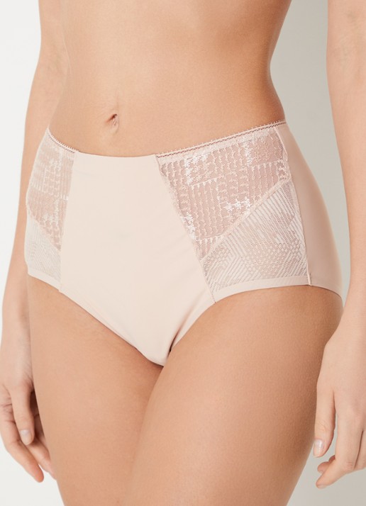 Chantelle Intrigue high waisted hipster met borduring - voorkant 2 lichtroze