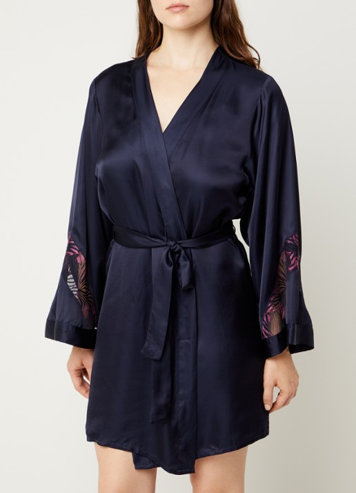 Chantelle Kimono met kant - voorkant 3 donkerblauw