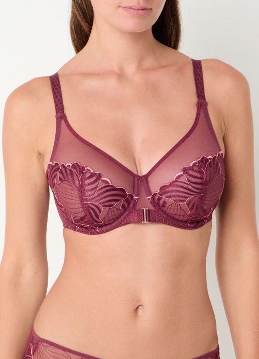 Chantelle Legend beugel bh van mesh - detail bordeauxrood