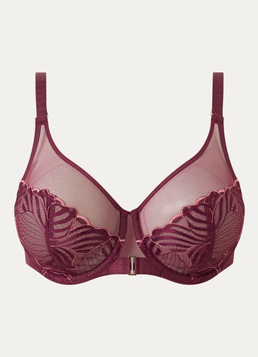 Chantelle Legend beugel bh van mesh - voorkant 4 bordeauxrood