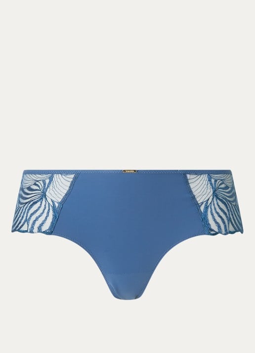 Chantelle Legend shorty van mesh met borduring - voorkant 4 donkerblauw