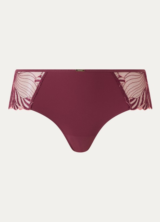 Chantelle Legend shorty van mesh met borduring - voorkant 3 bordeauxrood