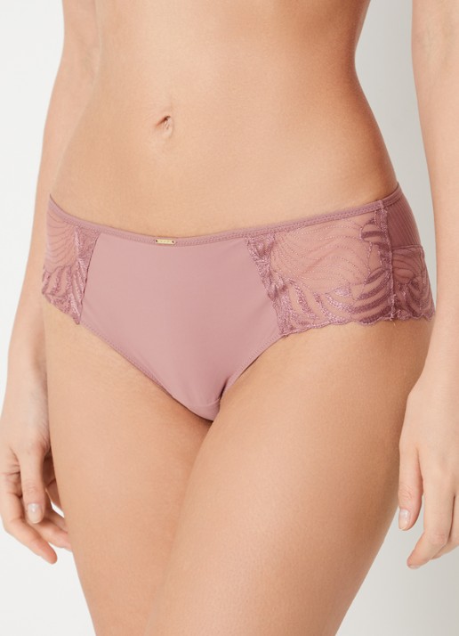 Chantelle Legend shorty van mesh met borduring - voorkant 2 roze