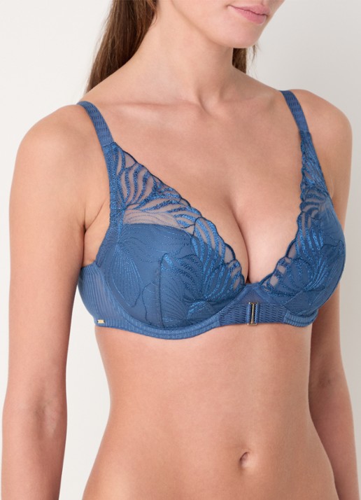 Chantelle Legend voorgevormde beugel bh met overlay van mesh - detail donkerblauw
