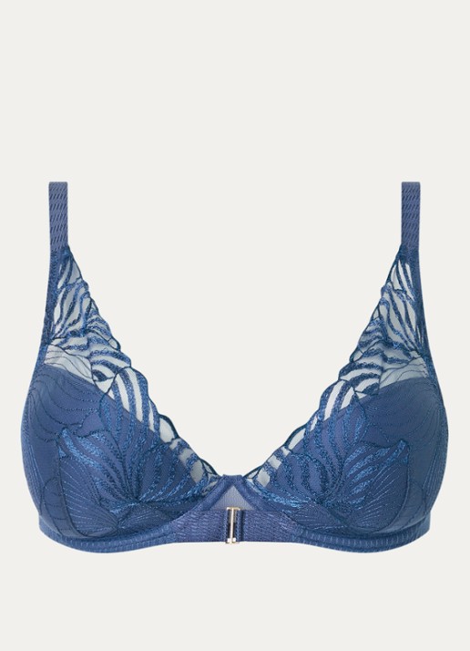 Chantelle Legend voorgevormde beugel bh met overlay van mesh - voorkant 4 donkerblauw