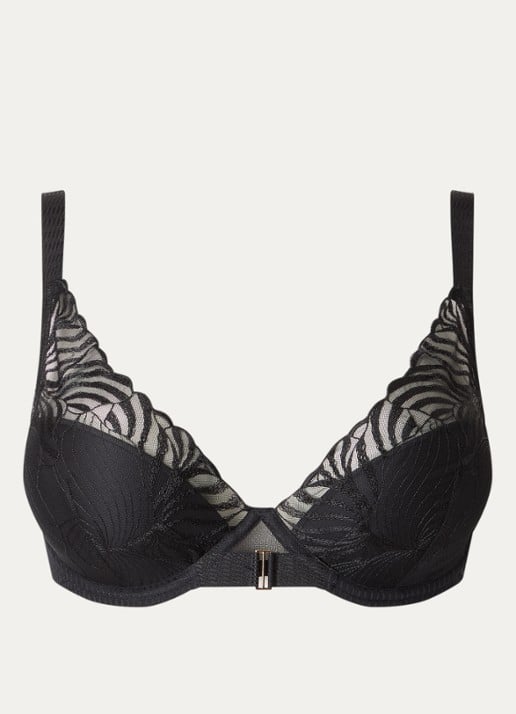 Chantelle Legend voorgevormde beugel bh met overlay van mesh - voorkant 4 zwart