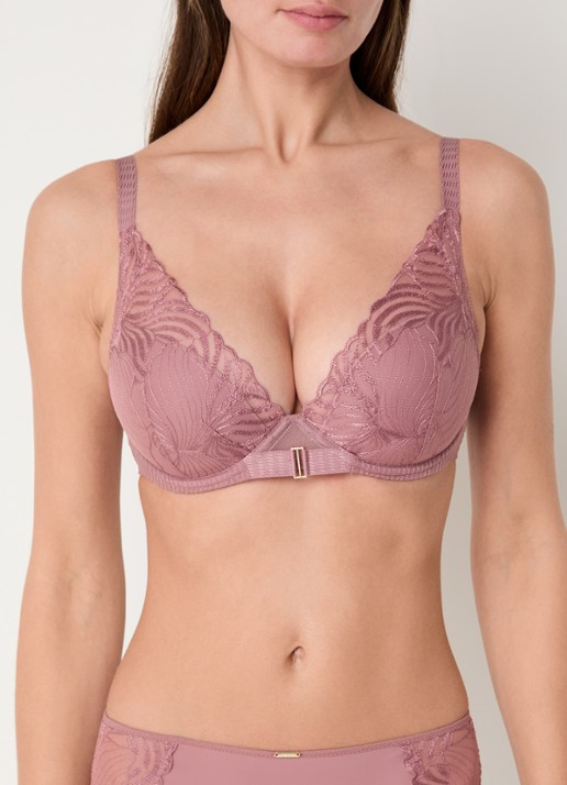 Chantelle Legend voorgevormde beugel bh met overlay van mesh - voorkant 2 oudroze