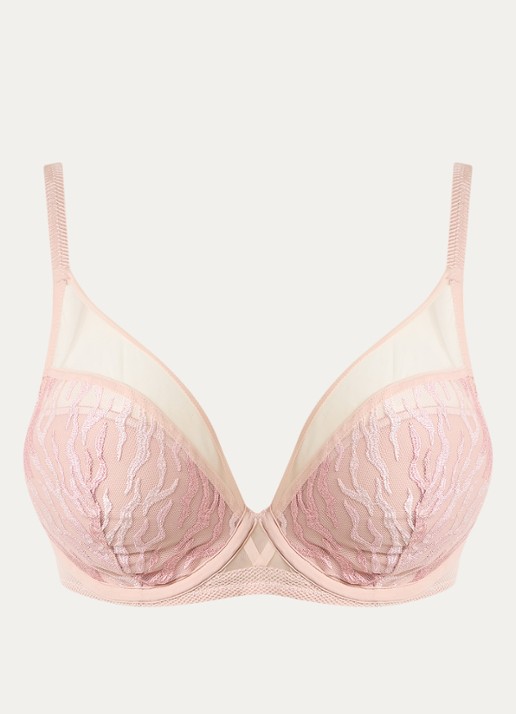 Chantelle Li beugel bh met overlay van mesh - voorkant 2 oudroze