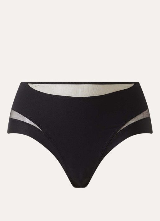 Chantelle Li high waisted shorty met mesh  - voorkant 4 zwart