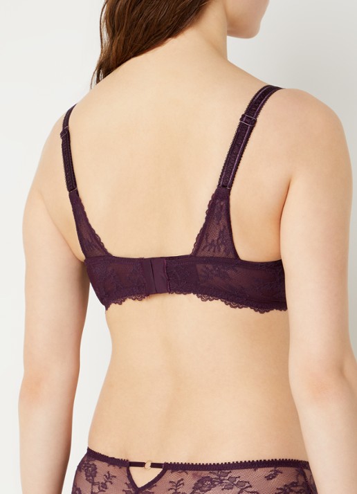 Chantelle Li voorgevormde beugel bh met overlay van mesh - achterkant 5 aubergine