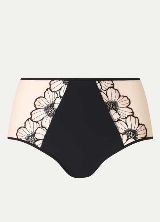 Chantelle Lush high waist slip van mesh met bloemborduring - voorkant creme