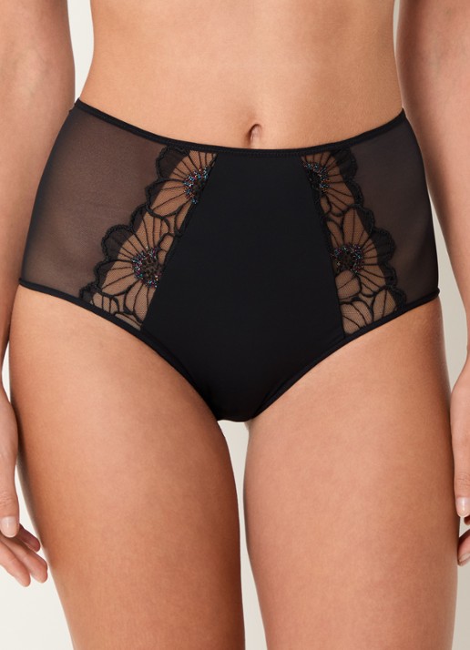 Chantelle Lush high waist slip van mesh met bloemborduring - detail 4 zwart