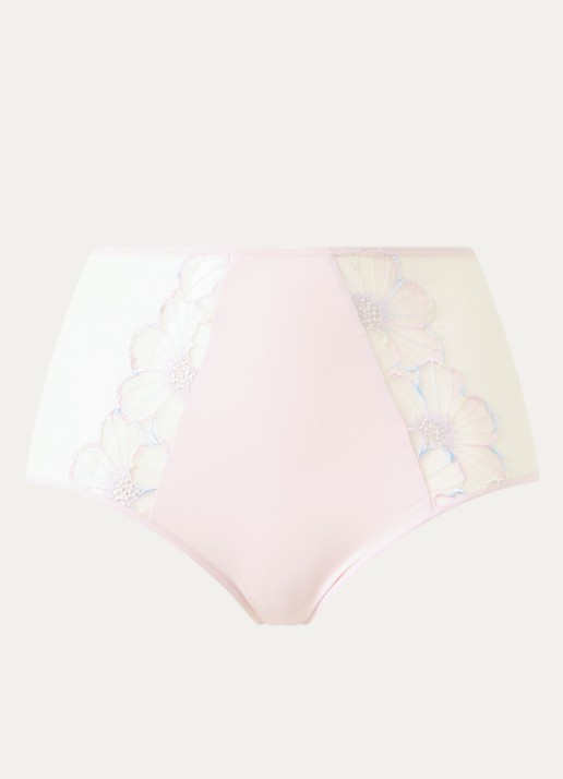Chantelle Lush high waist slip van mesh met bloemborduring - voorkant 3 lichtroze