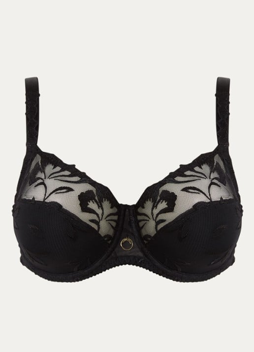 Chantelle Majestic beugel bh van mesh met borduring - voorkant 2 zwart
