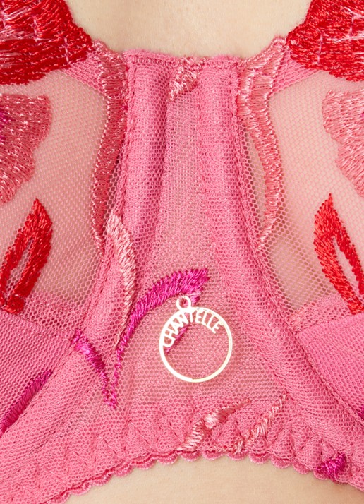 Chantelle Majestic beugel bh van mesh met borduring - detail 3 neonroze