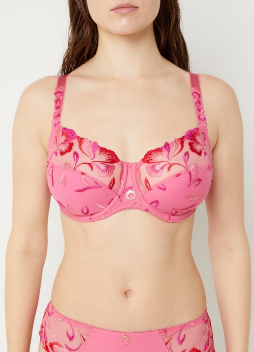 Chantelle Majestic beugel bh van mesh met borduring - voorkant 5 neonroze