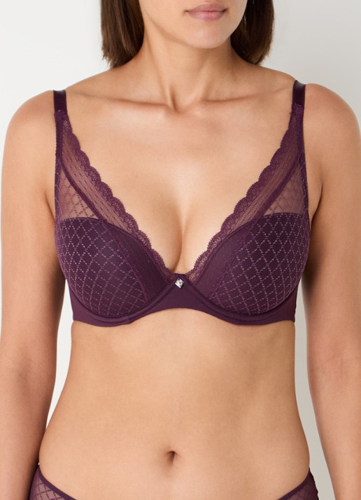 Chantelle Norah voorgevormde beugel bh met mesh - detail aubergine