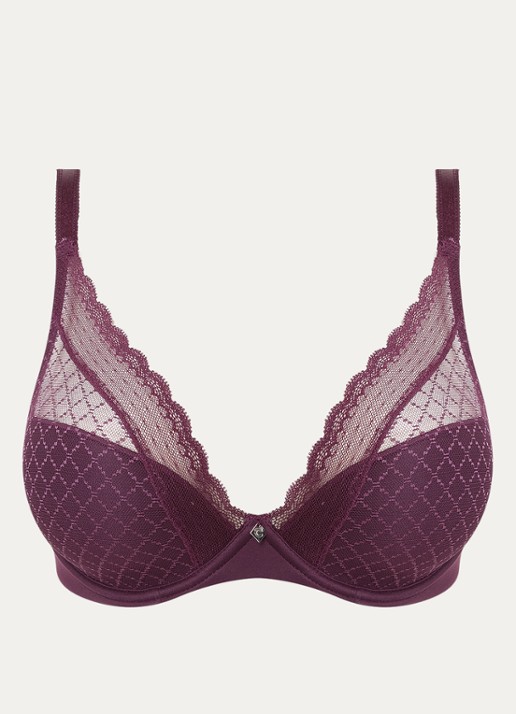 Chantelle Norah voorgevormde beugel bh met mesh - voorkant 4 aubergine