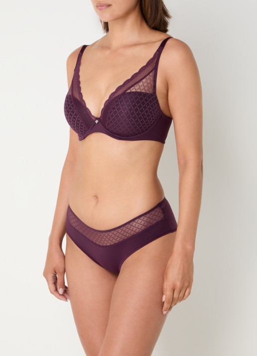 Chantelle Norah voorgevormde beugel bh met mesh - voorkant 5 aubergine