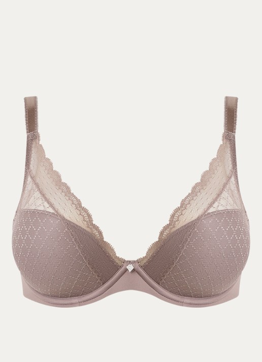 Chantelle Norah voorgevormde beugel bh met mesh - voorkant 4 taupe
