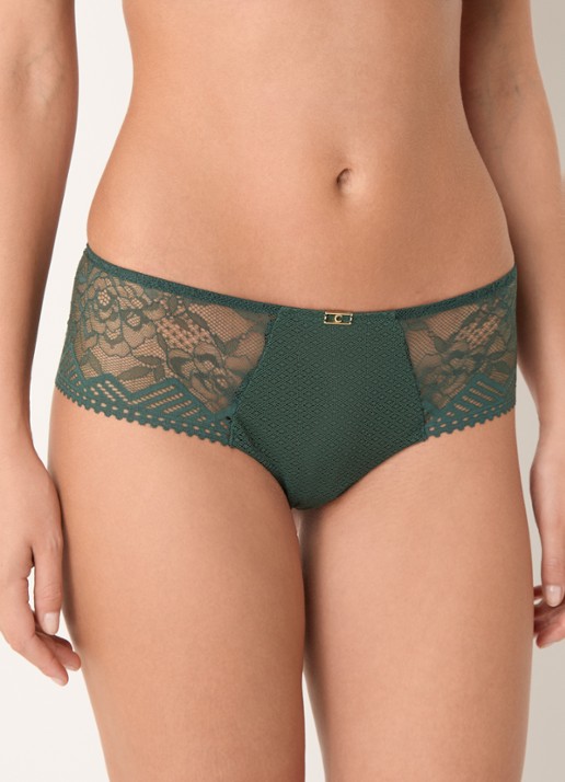 Chantelle Origins high waisted naadloze slip met kant - detail donkergroen