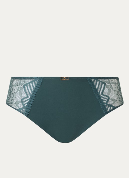 Chantelle Origins high waisted naadloze slip met kant - voorkant 3 donkergroen