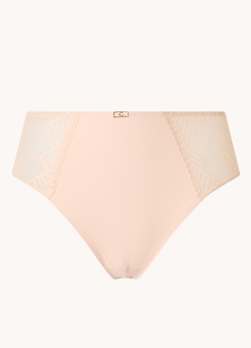 Chantelle Origins high waisted naadloze slip met kant - voorkant beige