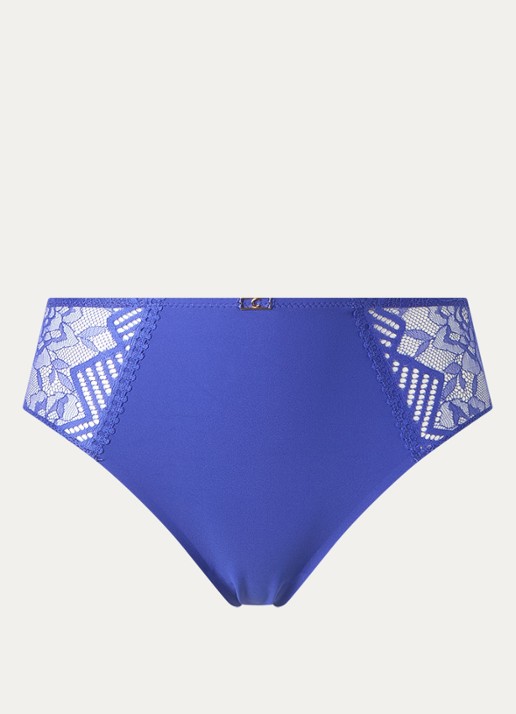 Chantelle Origins high waisted naadloze slip met kant - voorkant 3 blauw