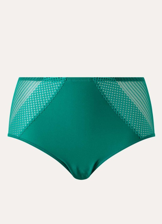 Chantelle Play high waisted slip met kant - voorkant 3 zeegroen