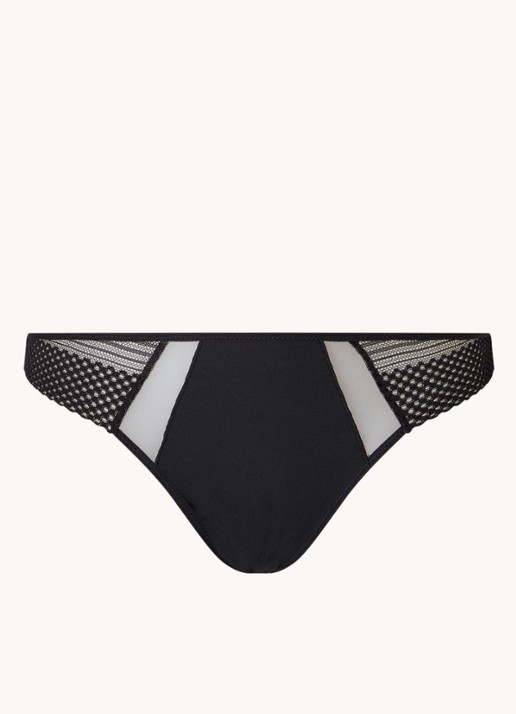Chantelle Play tanga met kant - voorkant 3 zwart