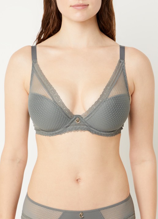 Chantelle Romance beugel bh met overlay van kant - voorkant 3 olijfgroen