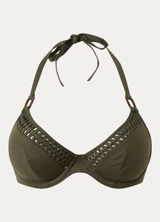 Chantelle Serenita halter bikinitop met beugel - voorkant 2 bronsgroen