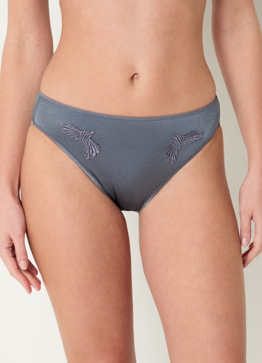 Chantelle Slip met borduring - detail donkergrijs