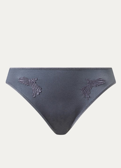 Chantelle Slip met borduring - voorkant 4 donkergrijs
