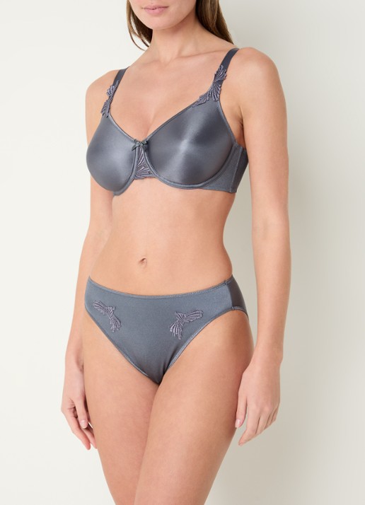 Chantelle Slip met borduring - voorkant 5 donkergrijs