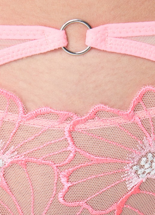 Chantelle Slip met mesh en borduring - detail 2 neonroze