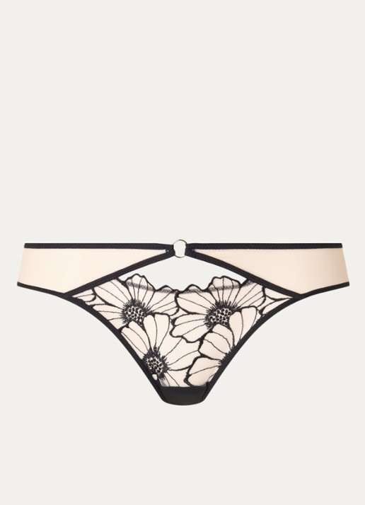 Chantelle Slip met mesh en borduring - voorkant creme