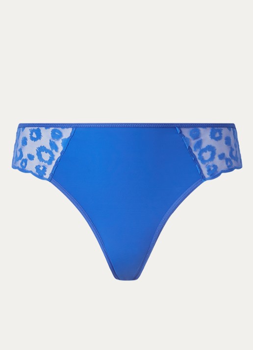 Chantelle Slip van mesh met flockprint - voorkant 4 blauw