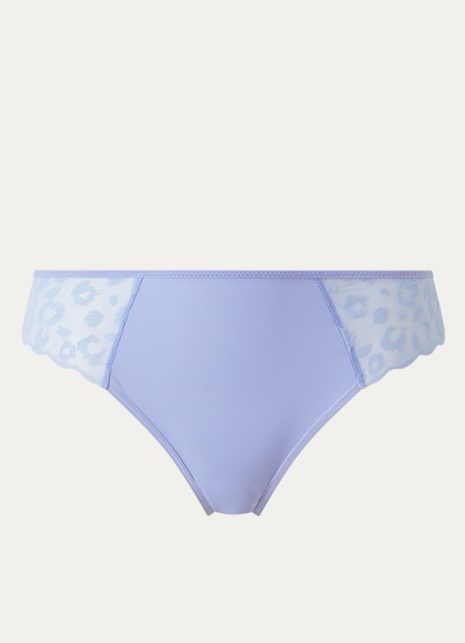 Chantelle Slip van mesh met flockprint - voorkant lavendel