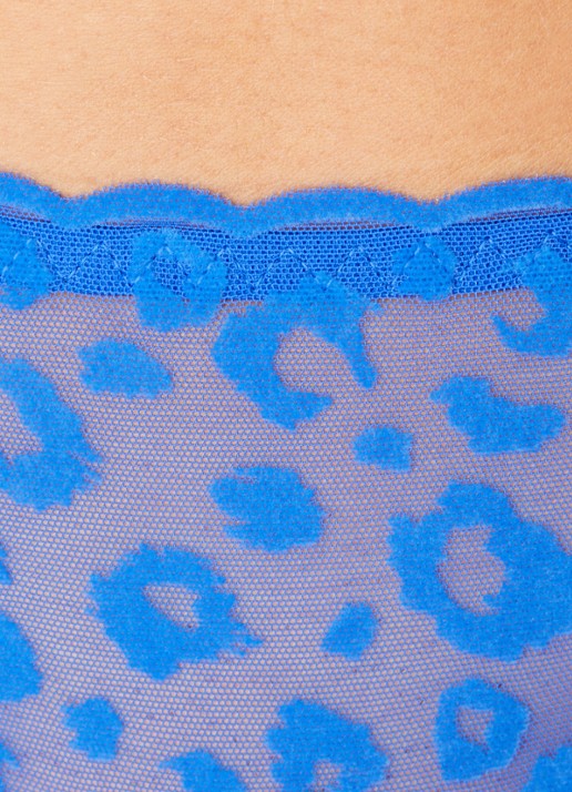 Chantelle Tanga van mesh met panterprint - detail 4 blauw